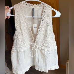 Anthropologie Crochet Cream Tank Top